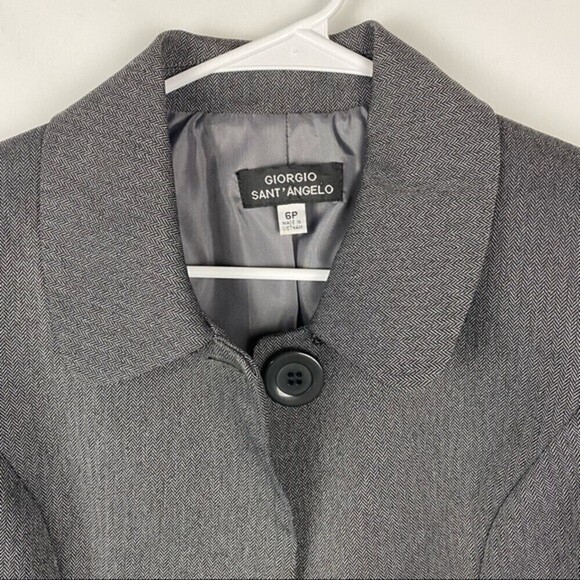 Giorgio Sant' Angelo Blazer Womens Size 6 Petite Gray Button Front 3/4 Sleeve - Picture 5 of 10